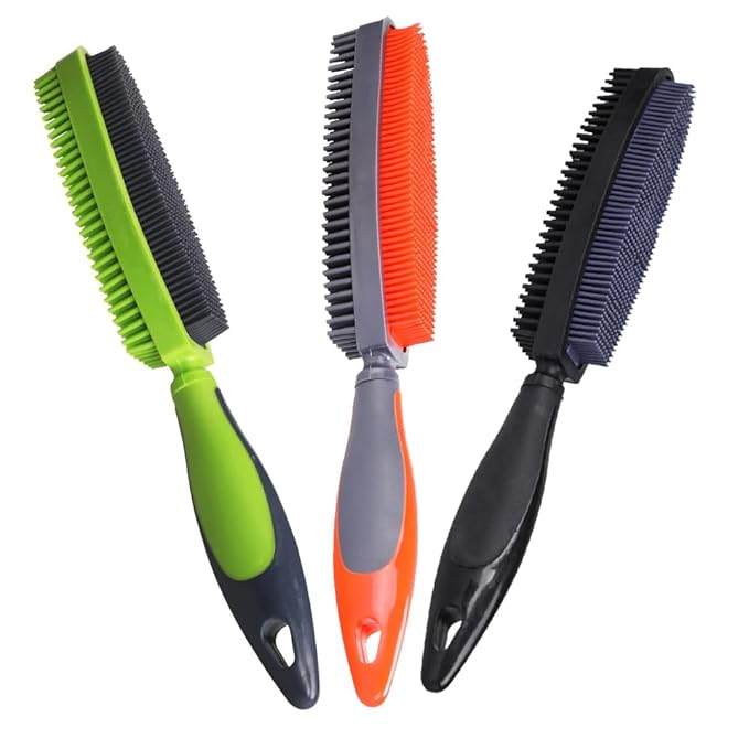 Rubber Pet Hair Removal Brush for Couch Clothes Dog Cat Pet Hair Carpet, Also Used as Dog Cat Bath Brush with Massage Effect(black,orange,green)