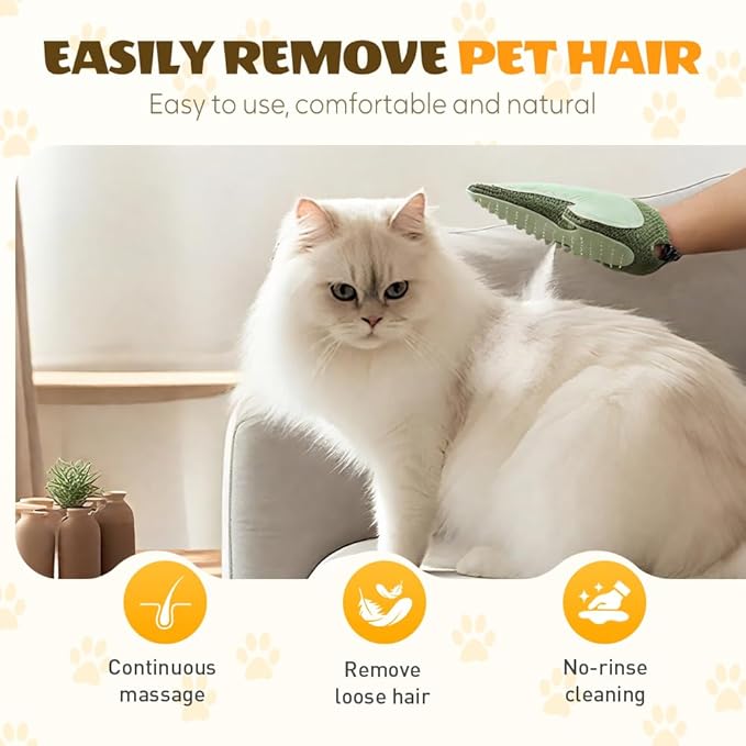 All-in-One Grooming Mist Glove for Pets, Cat Grooming Steam Gloves, Double Sided Pet Hair Remover Gloves for Clothes Furniture, Removal Glove Tool For Long Short Curly Dogs Cats Hair (Green+Blue)