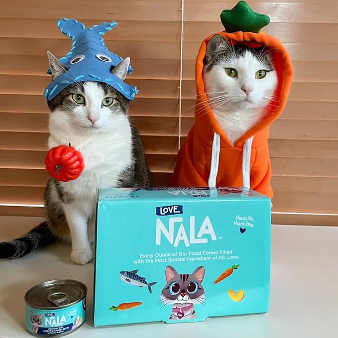 LOVE, NALA - Natural Adult Cat Wet Food - Pate Mackerel with Carrot & Pumpkin Recipe- Grain Free, Non-GMO, Lean Protein, Omega 3, Digestive Fiber Blend, Added Minerals & Vitamins - 12 Pack 2.4 lbs.