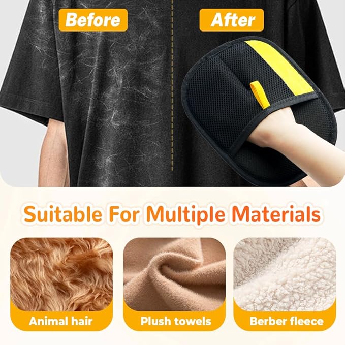 Pet Hair Removal Gloves, 2025 New Electrostatic Pet Hair Remover, Washable Reusable Cat Grooming Gloves for Bed Sheets Couch Clothes Carpet, Premium Pet Care Accessory for Cats and Dogs (1)