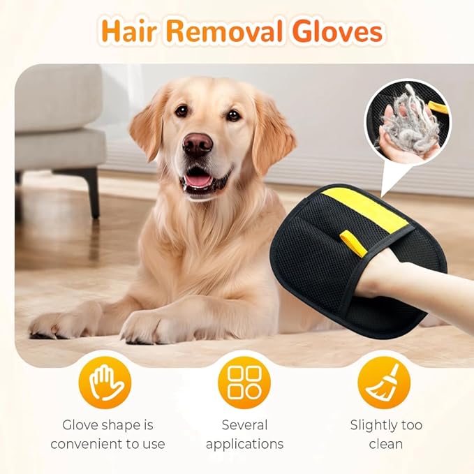 Pet Hair Removal Gloves, 2025 New Electrostatic Pet Hair Remover, Washable Reusable Cat Grooming Gloves for Bed Sheets Couch Clothes Carpet, Premium Pet Care Accessory for Cats and Dogs (1)