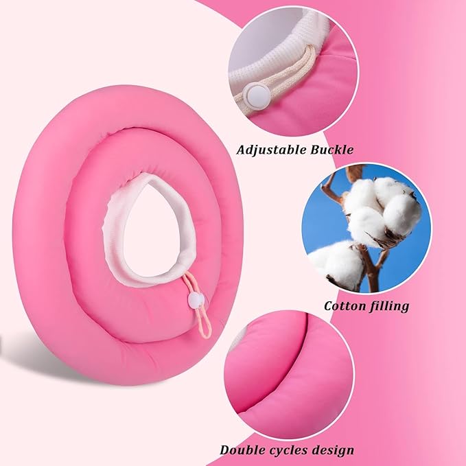 IDOMIK Dog Recovery Collar, Waterproof Soft Dog Cone After Surgery, Comfy Protective Elizabethan Collar Alternative for Dogs Cats, Adjustable Pet Neck Donut Cone Anti-Licking Biting Wounds,Rose,M