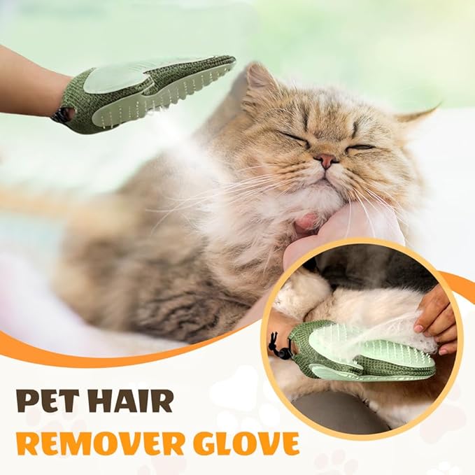 All-in-One Grooming Mist Glove for Pets, Cat Grooming Steam Gloves, Double Sided Pet Hair Remover Gloves for Clothes Furniture, Removal Glove Tool For Long Short Curly Dogs Cats Hair (Green+Blue)