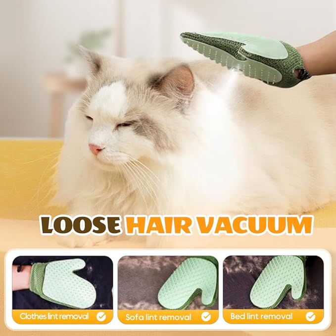 All-in-One Grooming Mist Glove for Pets, Cat Grooming Steam Gloves, Double Sided Pet Hair Remover Gloves for Clothes Furniture, Removal Glove Tool For Long Short Curly Dogs Cats Hair (Green+Blue)