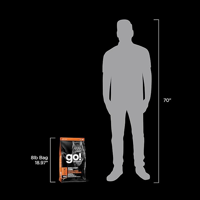 Go! Solutions Skin + Coat Care, Grain-Free Dry Cat Food, Salmon Recipe, 8 lb Bag