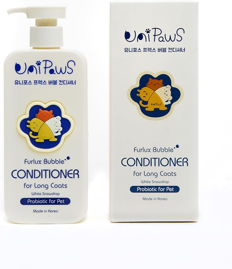 Unipaws Biotin Long-Haired Dog Conditioner β Volumizing, Anti-Shedding, Detangling & Softening for Glossy, Show-Ready Coats with Hibiscus β EWG Green & Medicated, Made in Korea, 16.9 Fl Oz / 500ml