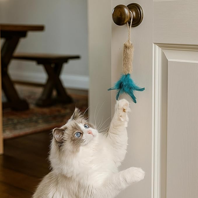 3 Pack Rabbit Fur Catnip Toys with Feathers – Interactive Carrot Cat Toys with Galls Fruit for Indoor Cats and Kittens