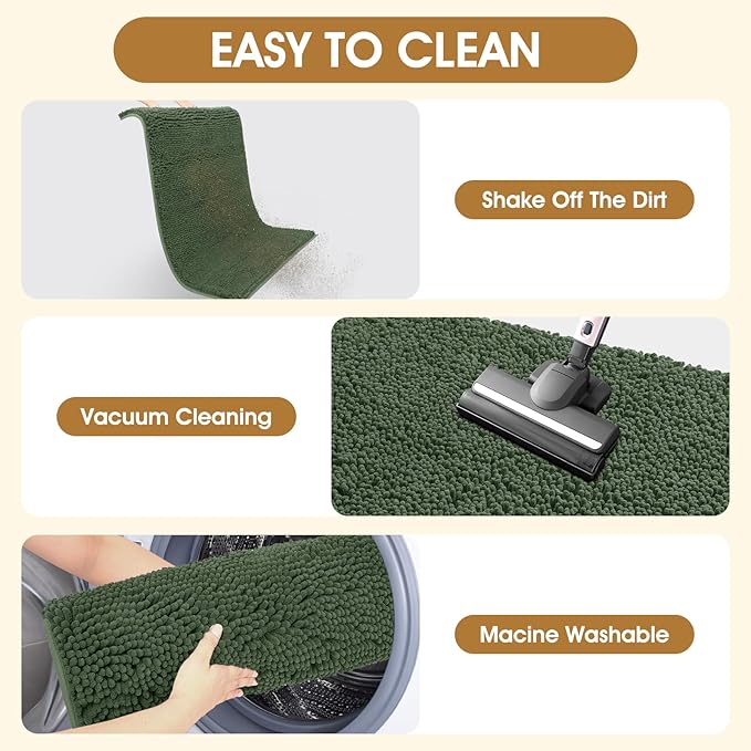 IM HOME Extra Large 71" x 25" Olive Dog Door Mats for Muddy Paws, Chenille Absorbent Dog Mat, Non Slip Heavy Mud Mat for Dogs, Soft Pet Bed Mat for Entryway, Mud Paws, Inside Floor