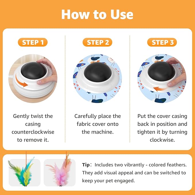 Interactive Cat Toys Rechargeable: Interactive Cats Toy with Chime - Automatic Cat Toys for Indoor Cats, Hide and Seek Toy with Motion, Moving Feather, USB,Blue