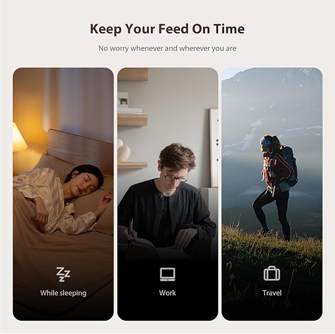 Automatic Cat Feeders, 5L Large Capacity, Timed Feeding Dry Food, Dual Power Design, Programmable Portion Size, 1-6 Meals Per Day, with Desiccant Packet, Suitable for Small Pets Food Dispenser