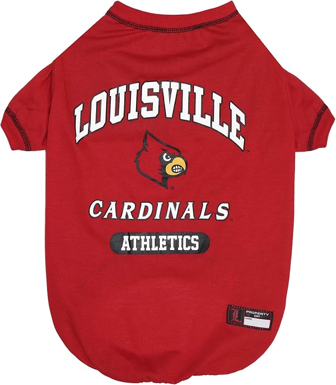 Pets First Collegiate LOUISVILE CARDINALS Dog T-Shirt, X-Small. - Licensed Shirt for Pets Team Colored with Team Logos.- Premium Stretchable Materials for the Comfrot of your Dog & Cat.