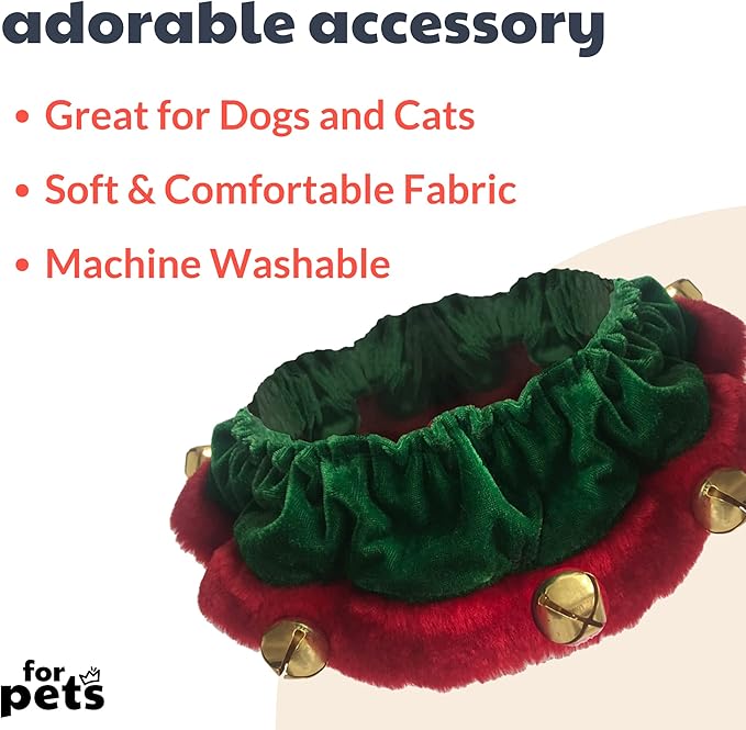 Huxley & Kent Ruff Pet Scrunchy | Elf (Extra-Small) | Festive Christmas/Holiday Neckwear for Dogs/Cats | Fun Stretchable Costume Accessory | Soft Collar with Bells