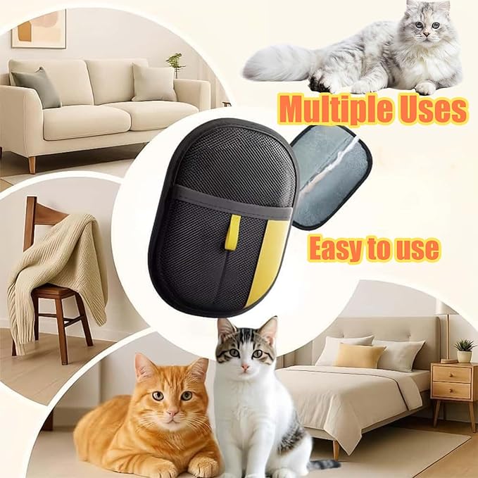 Pet Hair Removal Glove,Pet Grooming Gloves,Reusable Cat Dog Grooming Gloves Pets Hair for Dogs,Cats & Horse(2PCS)