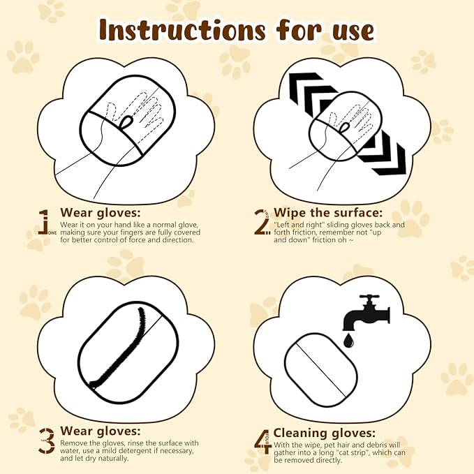 Pet Hair Removal Glove,Electrostatic Efficient Grooming Gloves for Pet Hair,Cat Grooming Gloves,Upgraded Animal Fur Removal Tool,Reusable Cat & Dog Hair Remover for Couch,Carpet,Curtain(2PCS)
