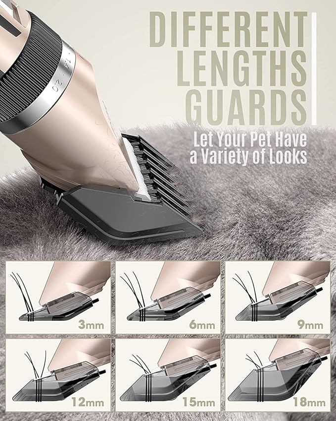 oneisall Dog Clipper Low Noise, Dog Grooming Kit with Rechargeable, Dog Shaver Cordless Electric Quiet Hair Clipper Set for Dog Cats Pets(Gold)