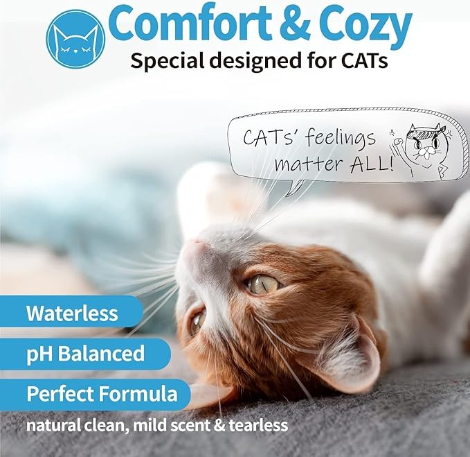 Mooncat Waterless Cat Grooming Bundle β No Rinse Foam Shampoo (5oz) + Cat Ear Cleaning Finger Wipes (40ct) | Licking Safe, pH Balanced, Dry Bath for Sensitive Cats, Removes Ear Wax & Dirt, Daily Pet H