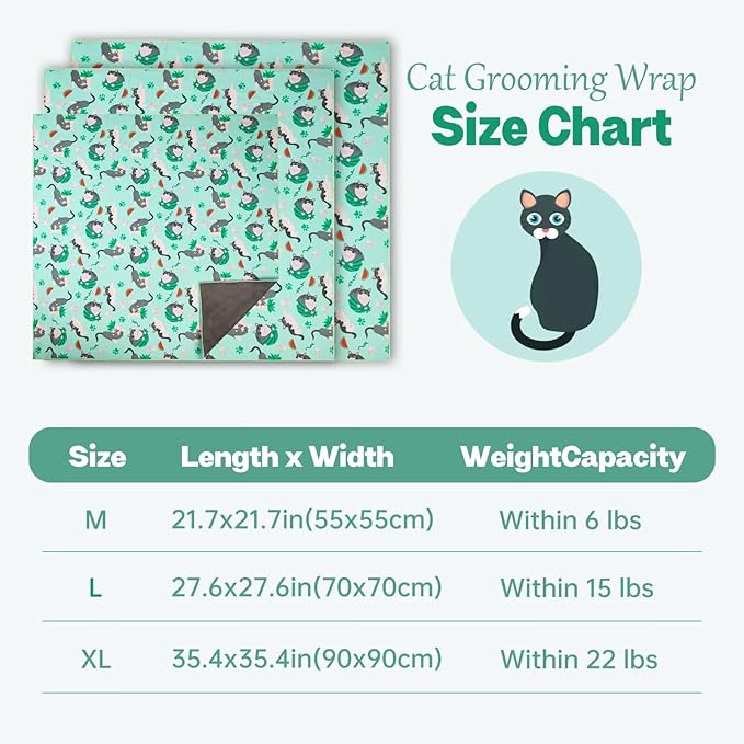 Paw Legend 35.4" Cat Wrap for Grooming Cat Wrap for Cutting Nails Cat Restraint for Nail Clipping Self Adhesive Blanket Restraint Cloth for Cats Within 22lbs