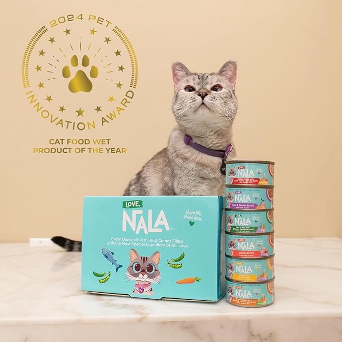 LOVE, NALA - FLAKED Fish Variety Pack - 24 Pack - Natural Adult Cat Wet Food - Grain Free, Non-GMO, Lean Protein, Omega 3, Added Minerals & Vitamins