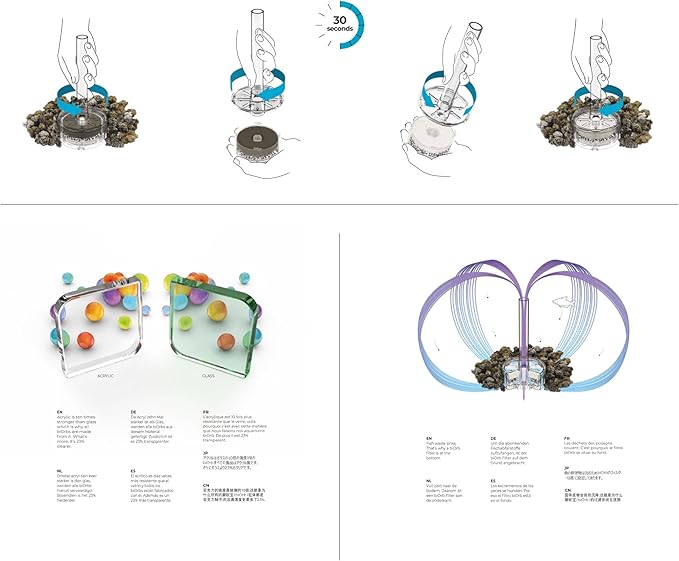 biOrb Classic 60 Acrylic 16-Gallon Aquarium with Multi-Color Remote-Controlled LED Lights Modern Tank for Tabletop Display, Silver
