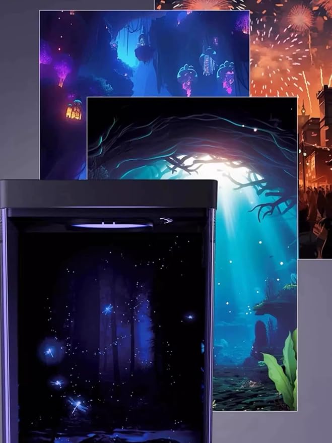 Smart Small Fish Tank Mini Aquarium with RGB Colors Light for Betta Fish Starter Kit, Adjustable Temperature and Brightness, Desktop Fish Tank for Room Decor, Smart Control with Apps