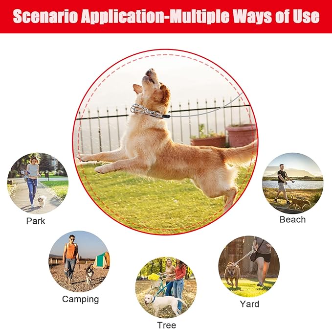 Jenico 150 FT Dog Runner Cable with Swivel Hook, Outdoor and Camping Dog Leash Run Tether, Rust-Proof Training Line for Small to Medium Pets Up to 500 LBS