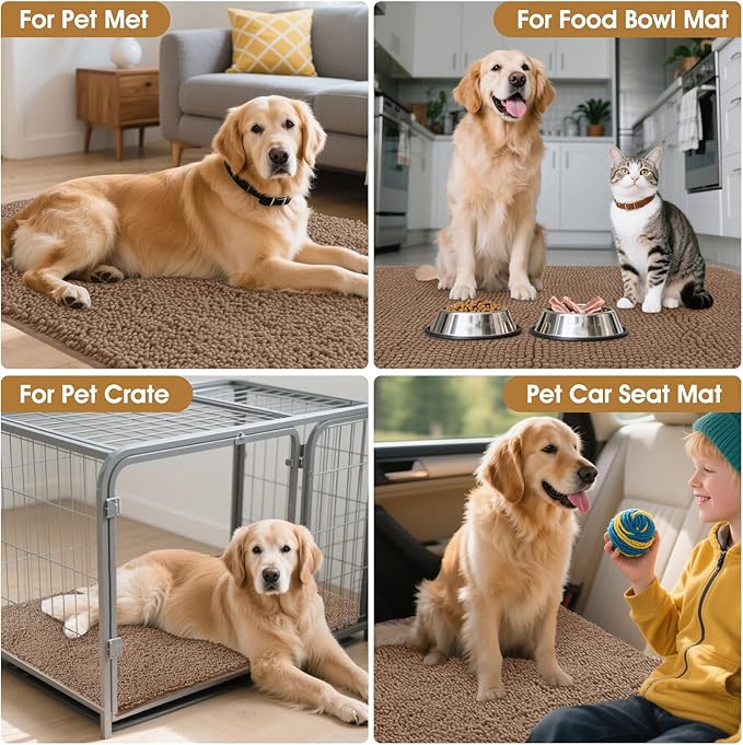 IM HOME Extra Large 71" x 25" Camel Dog Door Mats for Muddy Paws, Chenille Absorbent Dog Mat, Non Slip Heavy Mud Mat for Dogs, Soft Pet Bed Mat for Entryway, Mud Paws, Inside Floor