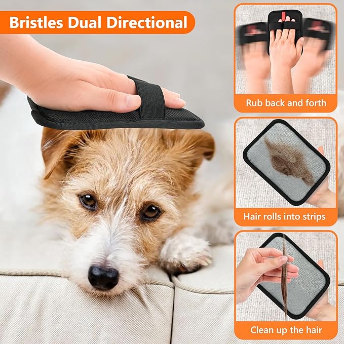 Pet Hair Removal Glove,Static Electricity Grooming Mitt Tool for Dogs & Cats - Remove Fur from Pets, Furniture, Car Seats