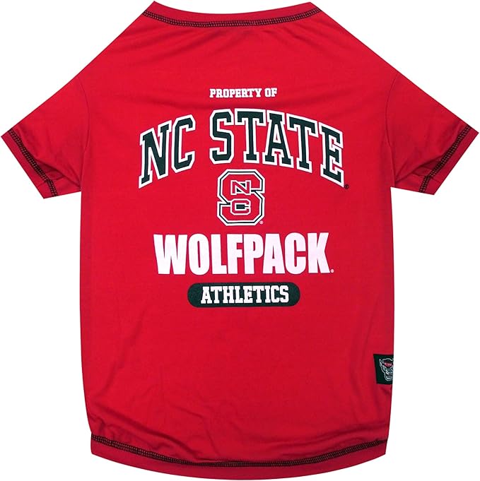 Pets First Collegiate NORTH CAROLINA STATE WOLFPACKS Dog T-Shirt, Large. - Licensed Shirt for Pets Team Colored with Team Logos.- Premium Stretchable Materials for the Comfrot of your Dog & Cat.
