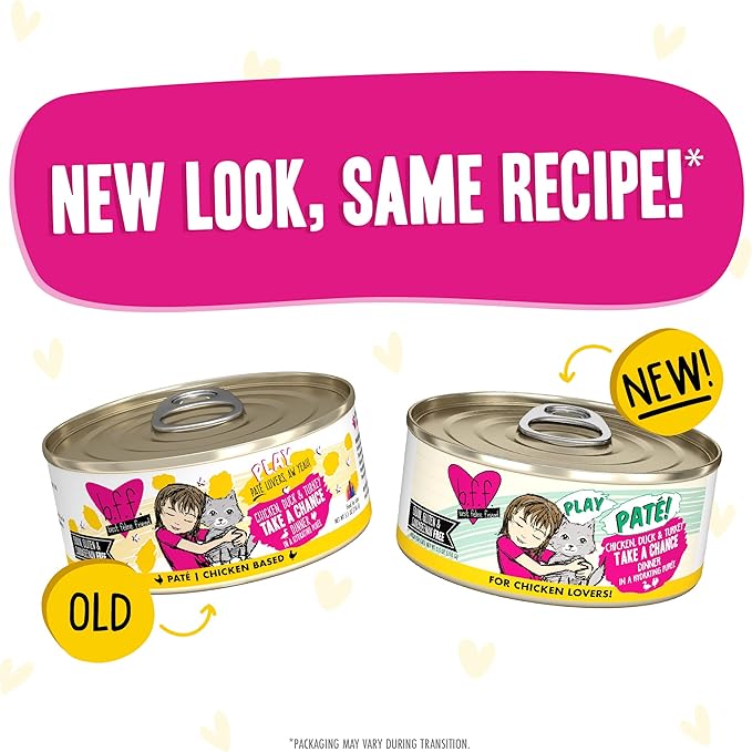 Weruva B.F.F. Play - Best Feline Friend Paté Lovers, Aw Yeah!, Chicken, Duck & Turkey Take a Chance with Chicken, Duck & Turkey, 5.5oz Can (Pack of 8)