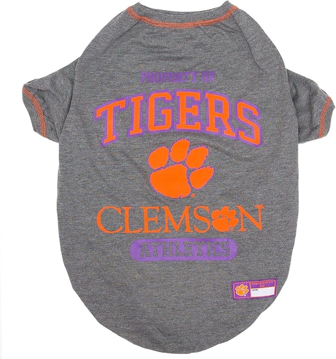 Pets First Collegiate Clemson Tigers Dog T-Shirt, Small. - Licensed Shirt for Pets Team Colored with Team Logos.- Premium Stretchable Materials for The Comfrot of Your Dog & Cat.
