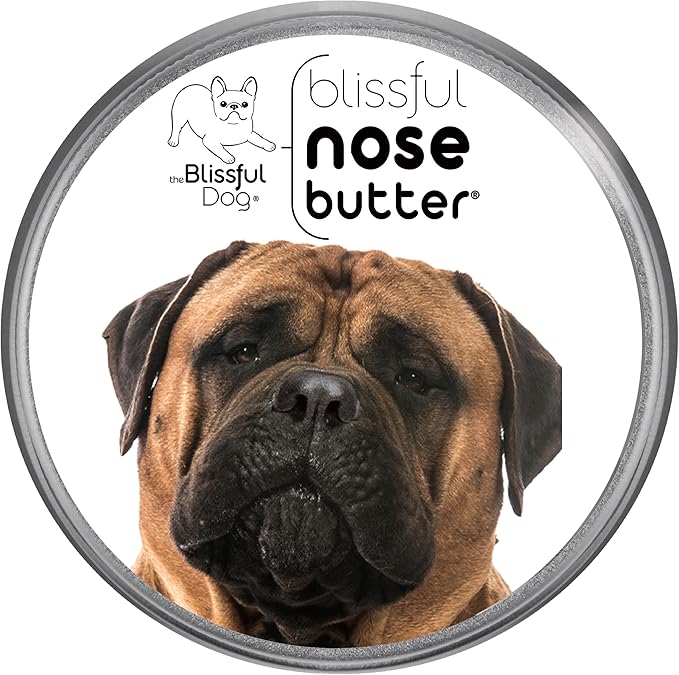 The Blissful Dog Bullmastiff Nose Butter for Dry, Cracked Skin, Lick-Safe Dog Nose Balm with Moisturizing Shea Butter, Almond, Olive, and Essential Oils, Pet Supplies, Uncented, 2 oz.