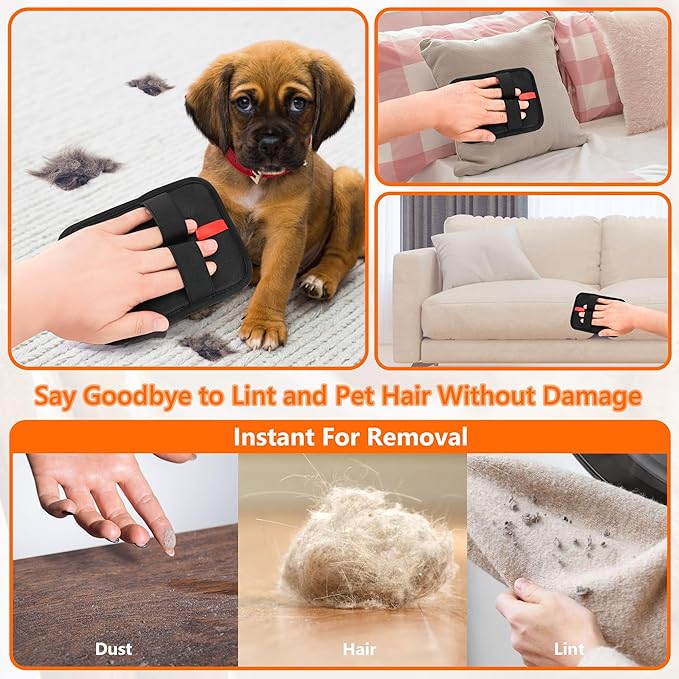 Pet Hair Removal Glove,Static Electricity Grooming Mitt Tool for Dogs & Cats - Remove Fur from Pets, Furniture, Car Seats