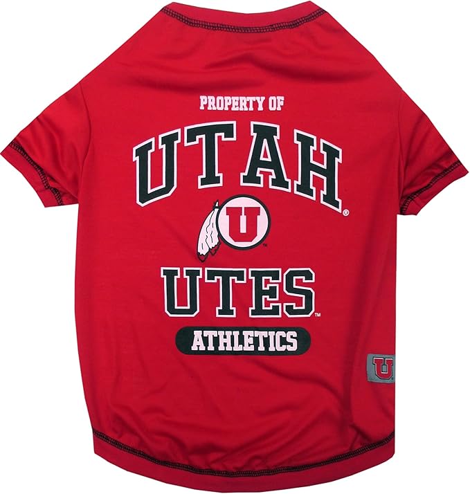 Pets First Collegiate UTAH UTES Dog T-Shirt, Large. - Licensed Shirt for Pets Team Colored with Team Logos.- Premium Stretchable Materials for the Comfrot of your Dog & Cat.