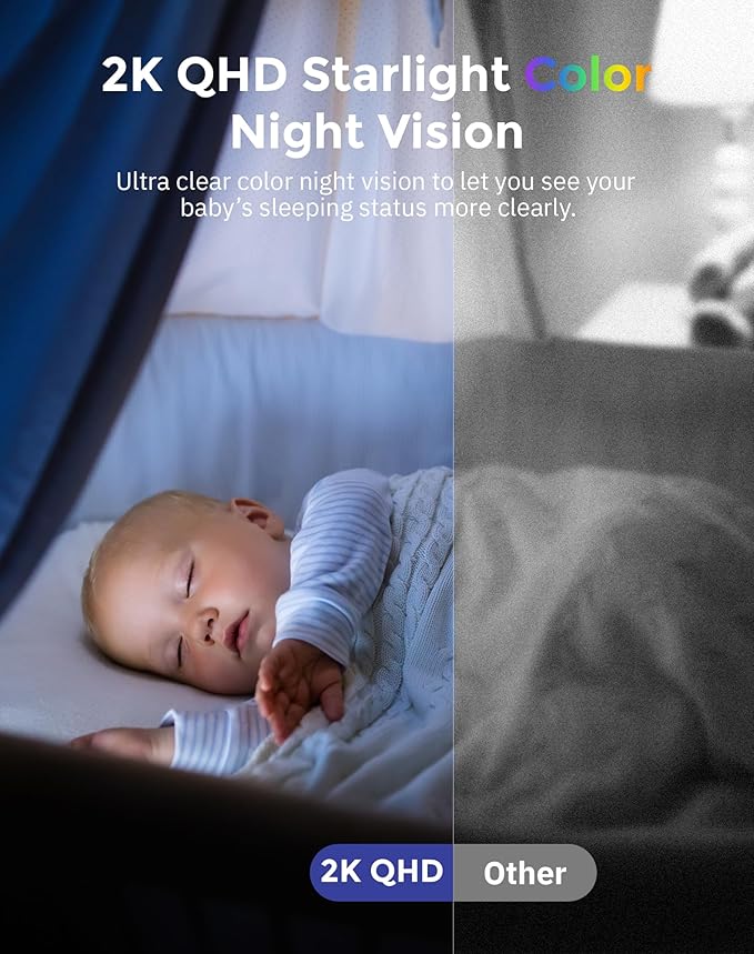Hugolog 2K 3MP Indoor Pan/Tilt Security Camera with Auto-Focus,Ideal for Baby Monitor/Pet Camera/Home Security,Starlight Color Night Vision,Human/Pet AI,US Cloud,Compatible with Alexa