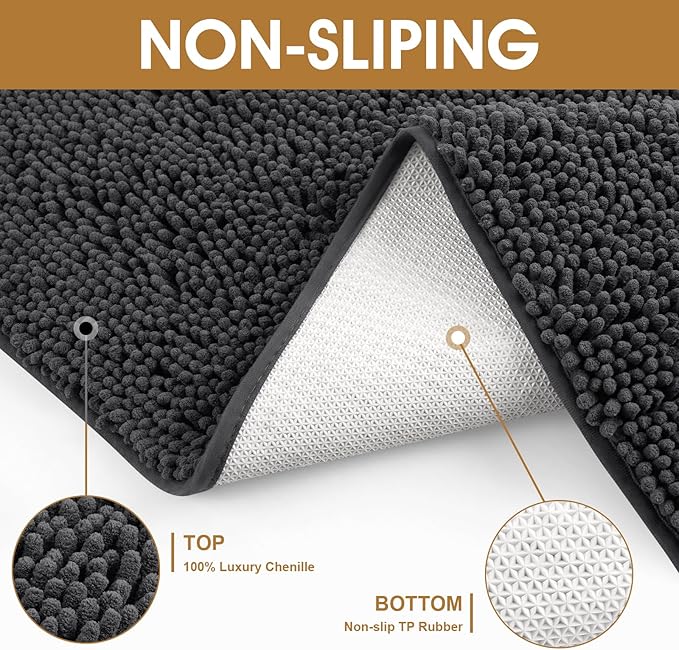 IM HOME Extra Large 71" x 25" Dark Grey Dog Door Mats for Muddy Paws, Chenille Absorbent Dog Mat, Non Slip Heavy Mud Mat for Dogs, Soft Pet Bed Mat for Entryway, Mud Paws, Inside Floor