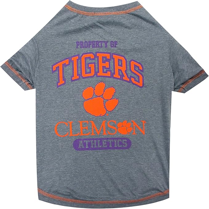 Pets First Collegiate Clemson Tigers Dog T-Shirt, Large. - Licensed Shirt for Pets Team Colored with Team Logos.- Premium Stretchable Materials for The Comfrot of Your Dog & Cat.