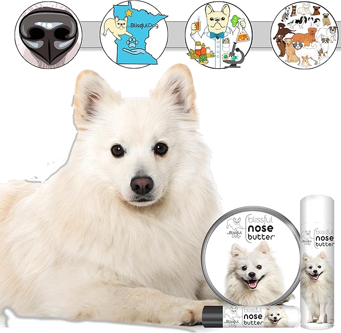 The Blissful Dog American Eskimo Nose Butter for Dry, Cracked Skin, Lick-Safe Dog Nose Balm with Moisturizing Shea Butter, Almond, Olive, and Essential Oils, Pet Supplies, Uncented, 8 oz.
