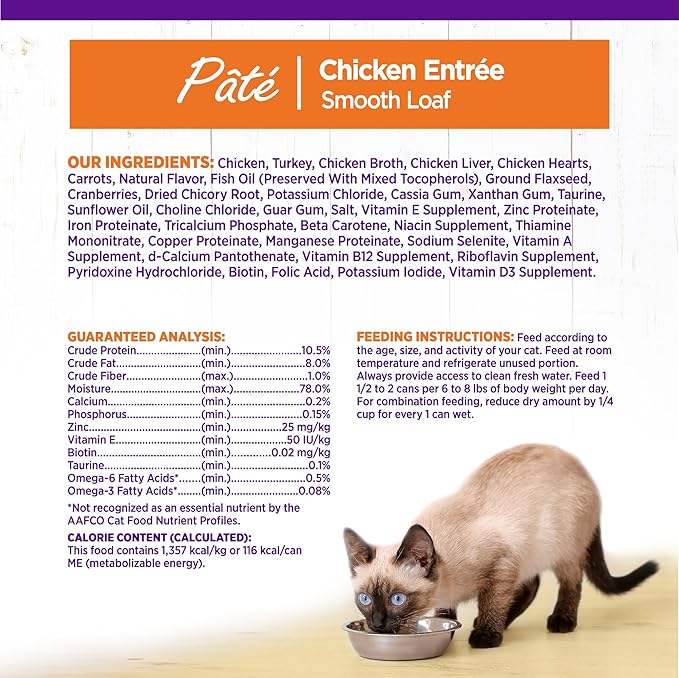 Wellness Complete Health Pate Adult Wet Cat Food, Natural, Protein-Rich, Grain Free, 3 Ounce, 24 Pack, (Chicken)