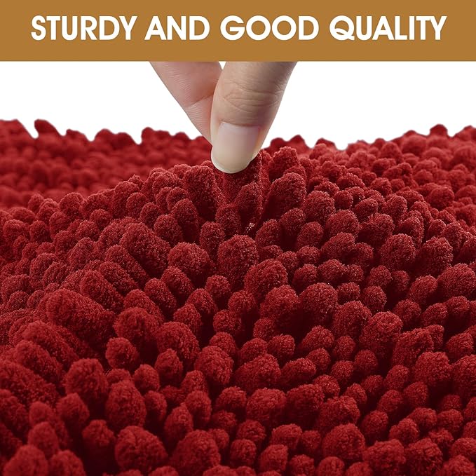 IM HOME Extra Large 71" x 25" Red Dog Door Mats for Muddy Paws, Chenille Absorbent Dog Mat, Non Slip Heavy Mud Mat for Dogs, Soft Pet Bed Mat for Entryway, Mud Paws, Inside Floor