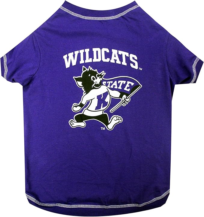 Pets First Collegiate KANSAS STATE WILDCATS Dog T-Shirt, Medium. - Licensed Shirt for Pets Team Colored with Team Logos.- Premium Stretchable Materials for the Comfrot of your Dog & Cat.
