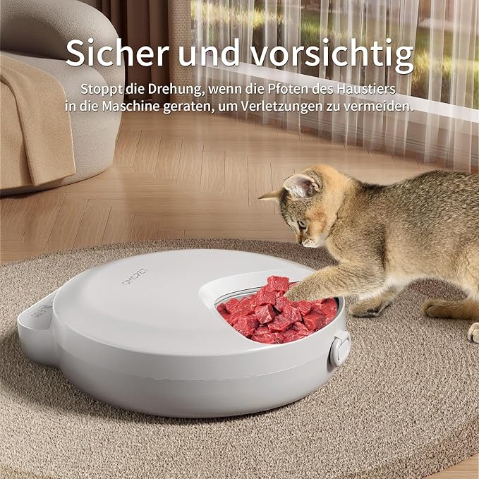 Automatic Cat Feeder Wet Food, Whisker-Friendly Automatic Cat Food Dispenser True 4-Meal Design with Locking Lid, Smart Timer Feeder for Wet Cat/Dog ,2-Ice Packs, Easy to Clean (White-1)