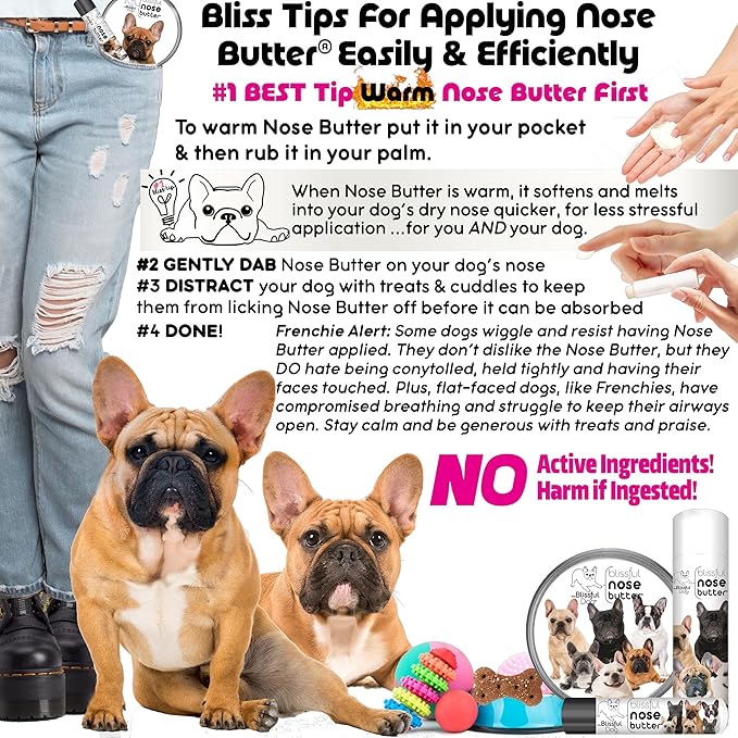 The Blissful Dog Blue French Bulldog Unscented Nose Butter - Dog Nose Butter, 0.15 Ounce