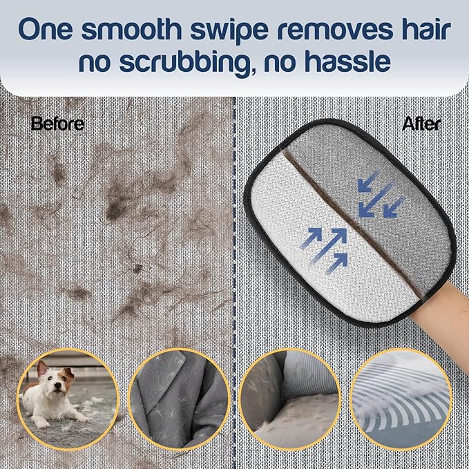 Upgraded Pet Hair Removal Gloves with 5-Finger Design,Reusable Electrostatic Mitts with Enhanced Grip, Quickly Remove Cat & Dog Hair from Sofas, Beds, Clothes, Carpets,1PCS
