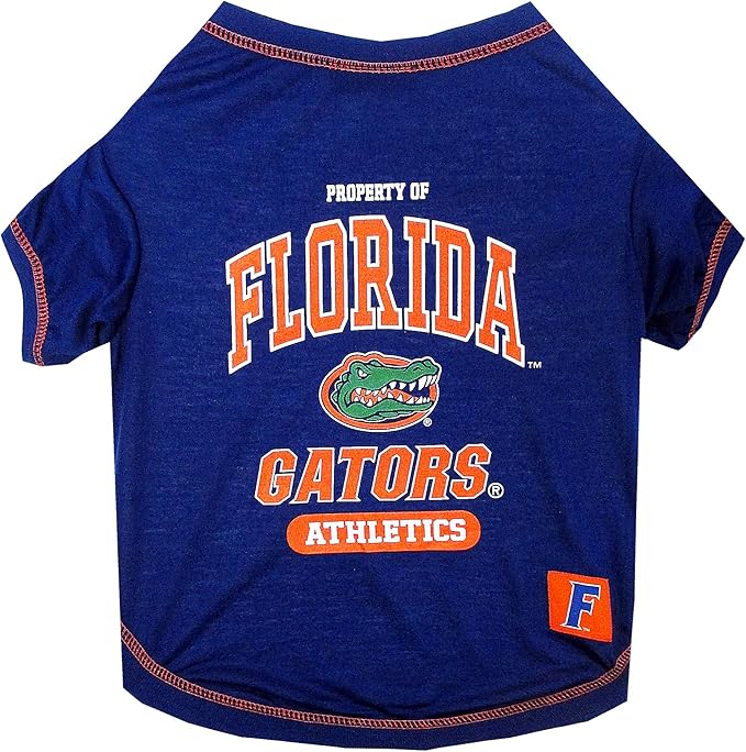 Pets First Collegiate Florida Gators Dog T-Shirt, X-Small. - Licensed Shirt for Pets Team Colored with Team Logos.- Premium Stretchable Materials for The Comfrot of Your Dog & Cat.