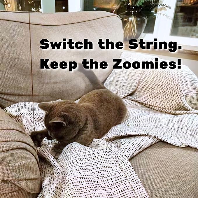 Replacement Strings for Cat Wand Toy - 3-Pieces - Chew-Proof Metal String Wire and 2 Durable Paracord Strings - Heavy Chewers Pack Cat Wand Toy Refill Strings (6 Replacement Strings)