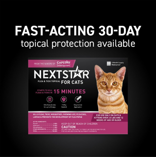 Flea and Tick Prevention for Cats: Fast-Acting, Waterproof Topical Drops (3-Month Protection)