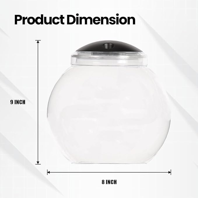 Koller Products 1-Gallon Globe Fish Bowl, Impact- Resistant Plastic Aquarium Starter Kit with LED Lighting, Built-in Timer, Crystal-Clear Clarity, Desktop Fish Tank for Home Décor