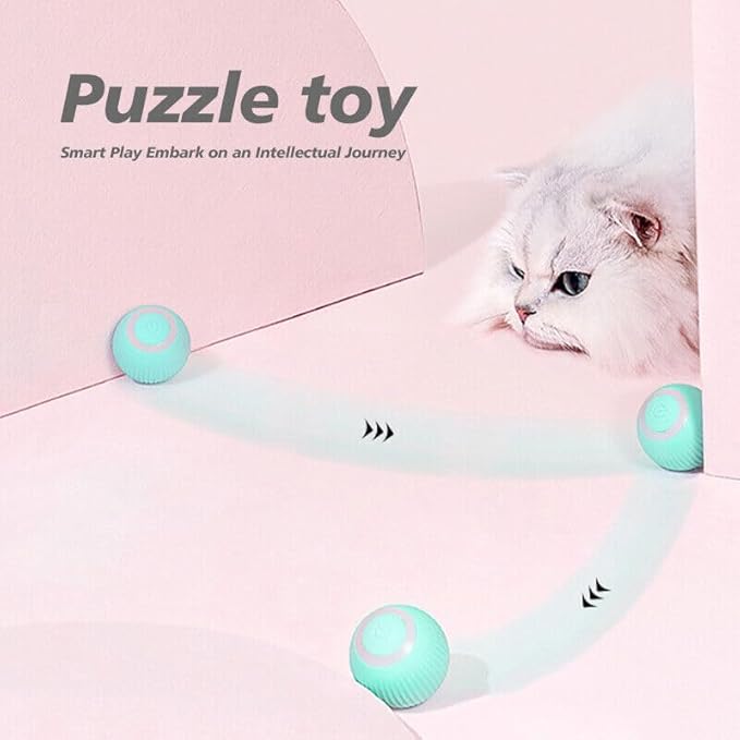 Power Ball 2.0 Interactive Cat Toy, Smart Automatic Rolling Ball for Indoor Cats, USB Charging (Pink & Blue)