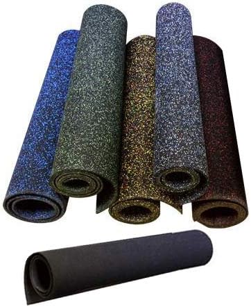 American Floor Mats 1/4in (7mm) Thick 10% Blue/Grey 4' x 50' Heavy Duty Rubber Rolls, Protective Exercise Mats, Home Gym Rubber Flooring