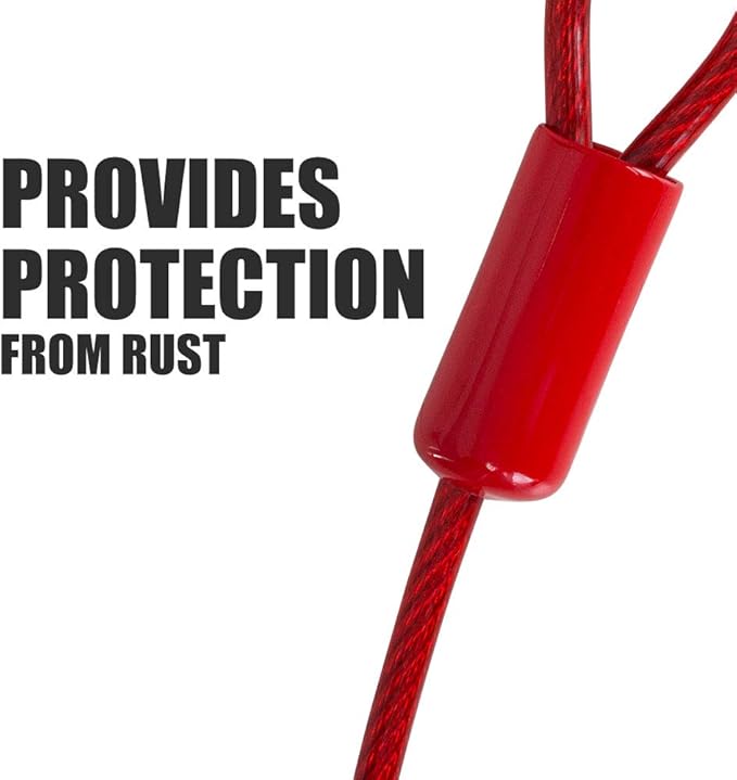 BV Dog Tie Out Cable 30 Feet - Heavy Duty Dog Lead Up to 125 Pounds - Reflective & Rust-Free with Quick Release Swivel Clips & 360° Rotating Clasp - Tangle-Free Dogs Runner for Yard (Red, Pair)